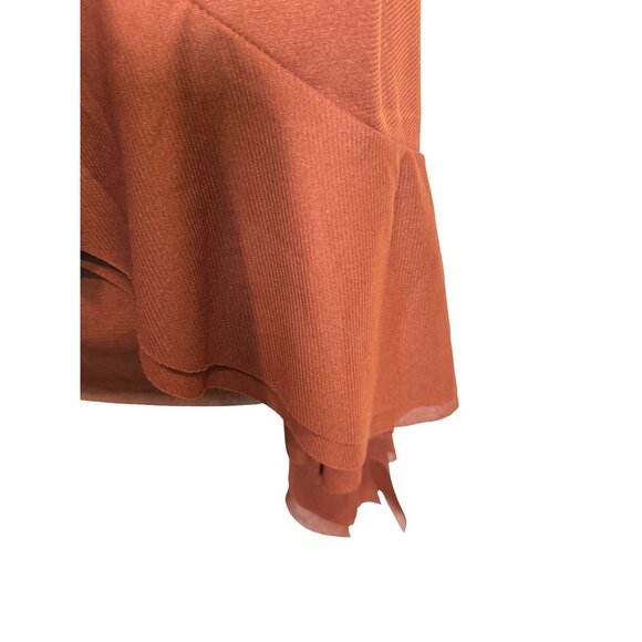 NWT Y2K Asymmetrical Ruffle Hem Rust Slip Dress By‎ Open Edit  Size L balletcore - Picture 5 of 9